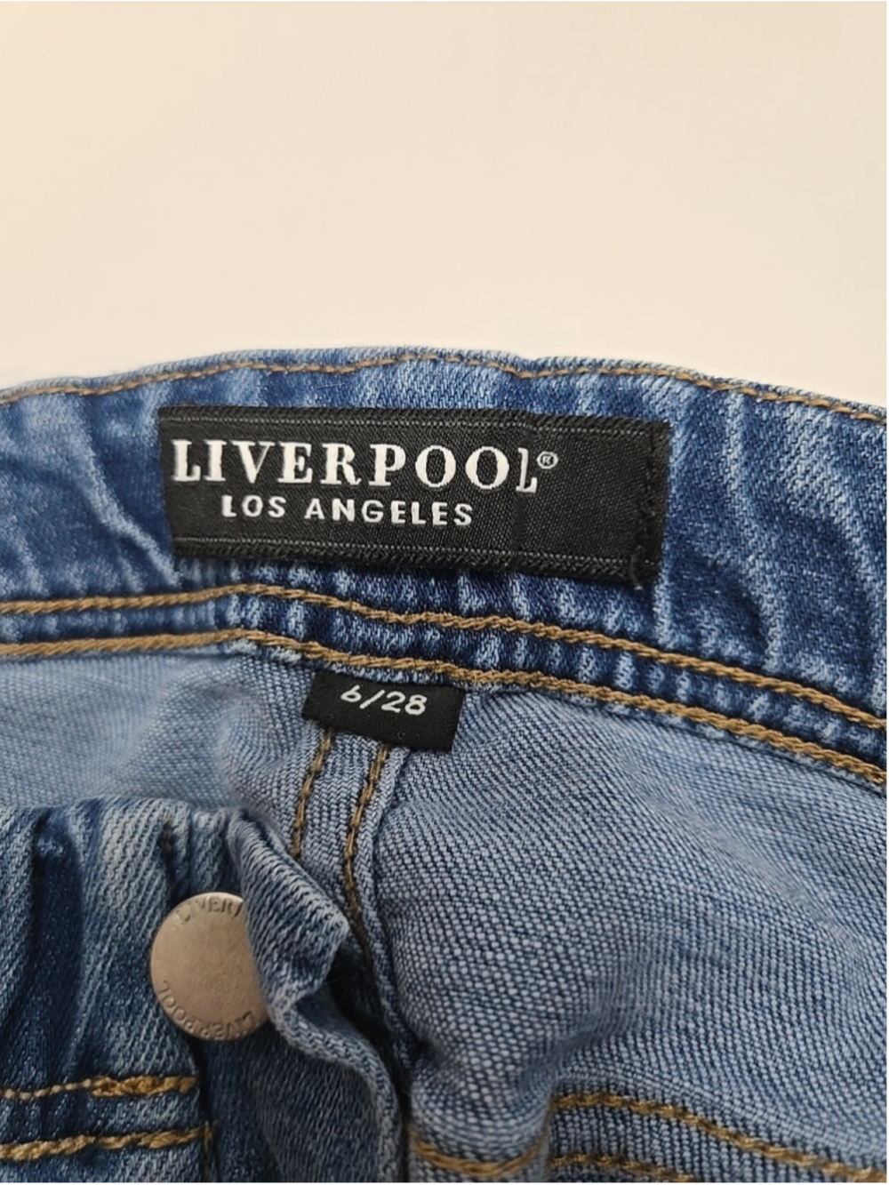 Liverpool Size 6 Light Wash Straight Ankle Jeans Drawstring Waist Cotton Stretch - Picture 4 of 9